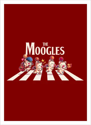 The Moogles - Final, abbey road, rpg, jrpg, games, old games, cloud, Gaming, Villain, beatles, Kupo, cute, fantasy 7 - Kunstdruck
