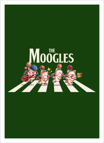 The Moogles - Final, abbey road, rpg, jrpg, games, old games, cloud, Gaming, Villain, beatles, Kupo, cute, fantasy 7 - Kunstdruck