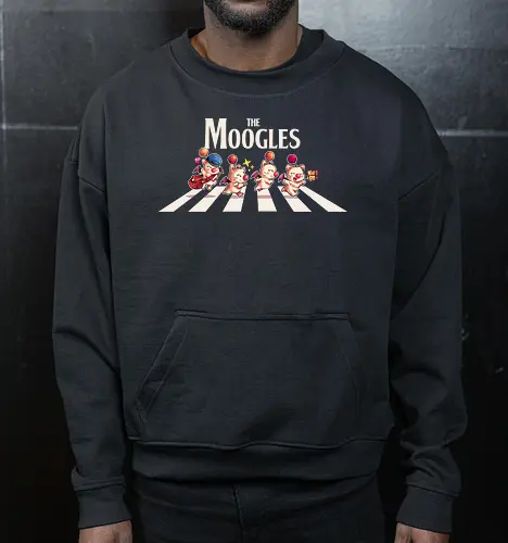 The Moogles - Final, abbey road, rpg, jrpg, games, old games, cloud, Gaming, Villain, beatles, Kupo, cute, fantasy 7 - Cropped Sweatshirt