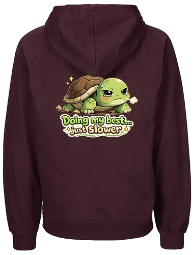 Doing my best… just slower Back - Smilow, Twitch, Streamer, Katze, Chaos, Turtle - Fairtrade Hoodie