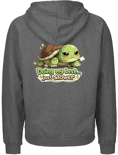 Doing my best… just slower Back - Smilow, Twitch, Streamer, Katze, Chaos, Turtle - Fairtrade Hoodie