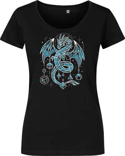 Frozen Dice Dragon - blue dragon, frozen, d20, dice, geeky, nerdy, tabletop, rpg, gaming, gamer, fantasy, geometric, dungeon master, dm, roleplay - Damen T-Shirt
