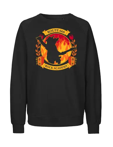 Route 666 Rock Academy  - music, 90s, cartoons, funny, heavy metal, hell, humor, metal, music lover, musician, retro, rock, school bus driver, vintage, tv show - Fairtrade Sweatshirt