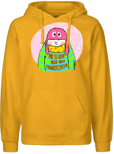 Mir ist heute nicht nach Erwachsensein - Ringelpullisprüche, Ringeldinger, streifenweise, Spruch, Weisheit, Motivation, Ringelpulli, SprücheShirt, Cartoon Illustration, Statement, Handgezeichnet, Humor, Selbstironie, Streifenpulli, Spruchshirt, deutsch - Fairtrade Hoodie