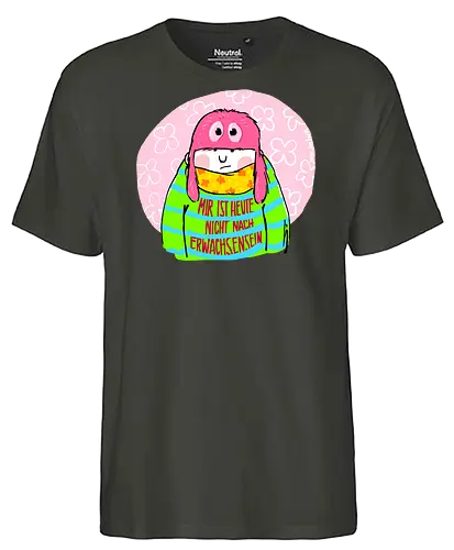 Mir ist heute nicht nach Erwachsensein - Ringelpullisprüche, Ringeldinger, streifenweise, Spruch, Weisheit, Motivation, Ringelpulli, SprücheShirt, Cartoon Illustration, Statement, Handgezeichnet, Humor, Selbstironie, Streifenpulli, Spruchshirt, deutsch - Fairtrade T-Shirt