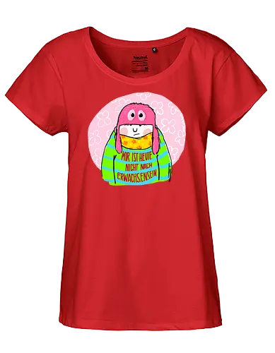 Mir ist heute nicht nach Erwachsensein - Ringelpullisprüche, Ringeldinger, streifenweise, Spruch, Weisheit, Motivation, Ringelpulli, SprücheShirt, Cartoon Illustration, Statement, Handgezeichnet, Humor, Selbstironie, Streifenpulli, Spruchshirt, deutsch - Fairtrade Girl Shirt