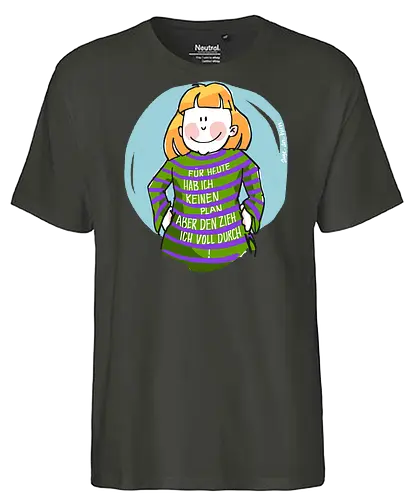 Für heute habe ich keinen Plan... - Ringelpullisprüche, Ringeldinger, streifenweise, Spruch, Weisheit, Motivation, Ringelpulli, SprücheShirt, Cartoon Illustration, Statement, Handgezeichnet, Humor, Selbstironie, Streifenpulli, Spruchshirt, deutsch - Fairtrade T-Shirt