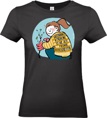 Gartenarbeit im Frühling.. - Ringelpullisprüche, Ringeldinger, streifenweise, Spruch, Weisheit, Motivation, Ringelpulli, SprücheShirt, Cartoon Illustration, Statement, Handgezeichnet, Humor, Selbstironie, Streifenpulli, Spruchshirt, deutsch - Standard T-Shirt (Frauen)