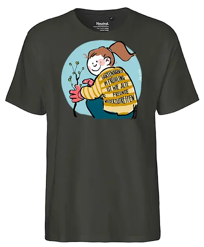 Gartenarbeit im Frühling.. - Ringelpullisprüche, Ringeldinger, streifenweise, Spruch, Weisheit, Motivation, Ringelpulli, SprücheShirt, Cartoon Illustration, Statement, Handgezeichnet, Humor, Selbstironie, Streifenpulli, Spruchshirt, deutsch - Fairtrade T-Shirt