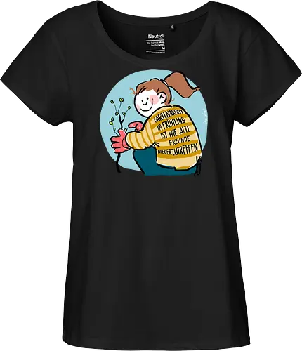Gartenarbeit im Frühling.. - Ringelpullisprüche, Ringeldinger, streifenweise, Spruch, Weisheit, Motivation, Ringelpulli, SprücheShirt, Cartoon Illustration, Statement, Handgezeichnet, Humor, Selbstironie, Streifenpulli, Spruchshirt, deutsch - Fairtrade Girl Shirt