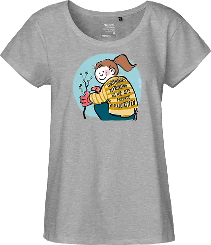 Gartenarbeit im Frühling.. - Ringelpullisprüche, Ringeldinger, streifenweise, Spruch, Weisheit, Motivation, Ringelpulli, SprücheShirt, Cartoon Illustration, Statement, Handgezeichnet, Humor, Selbstironie, Streifenpulli, Spruchshirt, deutsch - Fairtrade Girl Shirt