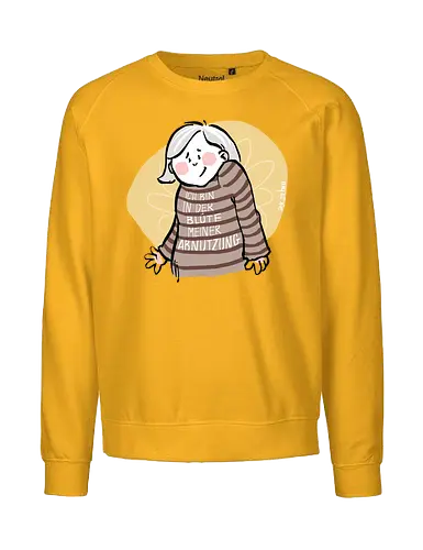 Ich bin in der Blüte.. - Ringelpullisprüche, Ringeldinger, streifenweise, Spruch, Weisheit, Motivation, Ringelpulli, SprücheShirt, Cartoon Illustration, Statement, Handgezeichnet, Humor, Selbstironie, Streifenpulli, Spruchshirt, deutsch - Fairtrade Sweatshirt