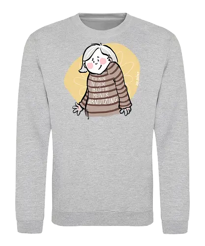 Ich bin in der Blüte.. - Ringelpullisprüche, Ringeldinger, streifenweise, Spruch, Weisheit, Motivation, Ringelpulli, SprücheShirt, Cartoon Illustration, Statement, Handgezeichnet, Humor, Selbstironie, Streifenpulli, Spruchshirt, deutsch - Sweatshirt