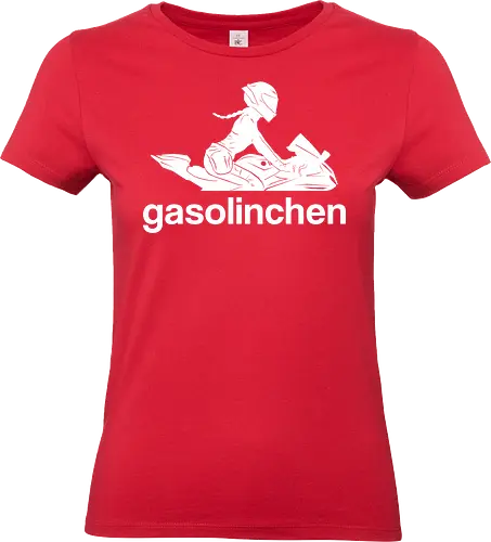 Gasolinchen print weiß - logo, motorrad, bikergirl, creator - Standard T-Shirt (Frauen)