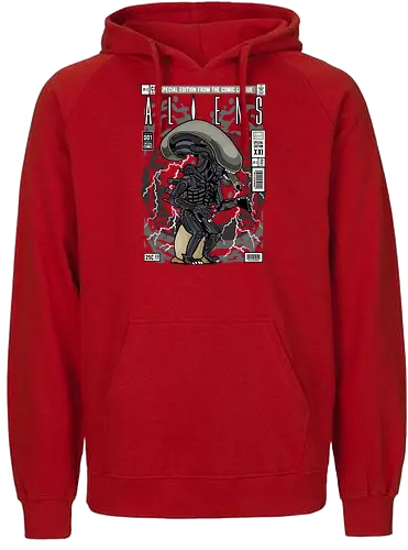 Alien – Xenomorph Terror - alien movie, xenomorph, sci fi horror, space creature, horror film, extraterrestrial, funko style, chibi alien, pop figure style, stylized monster, collectible design, sci fi aesthetic, dark creature, space horror, creepy cute - Fairtrade Hoodie