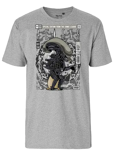 Alien – Xenomorph Terror - alien movie, xenomorph, sci fi horror, space creature, horror film, extraterrestrial, funko style, chibi alien, pop figure style, stylized monster, collectible design, sci fi aesthetic, dark creature, space horror, creepy cute - Fairtrade T-Shirt