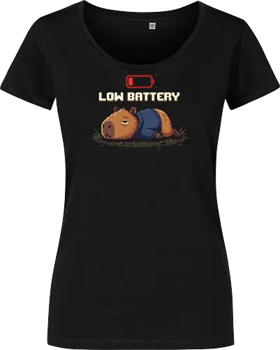 Sleepy Pixel Capybara - "Low Battery" Relatable Aesthetic Tee