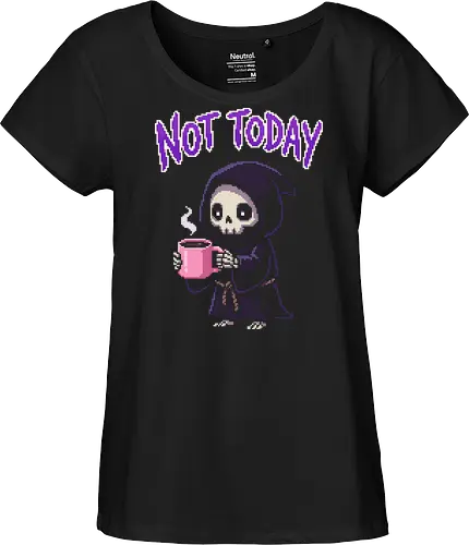 "Not Today" Pixel Art Grim Reaper - Cute Coffee Skeleton Tee