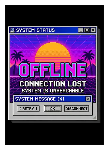 Retro Vaporwave Offline Connection Lost System Error Tee