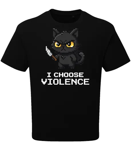 Mad Black Cat with Knife - Retro Pixel Art Horror Kitty