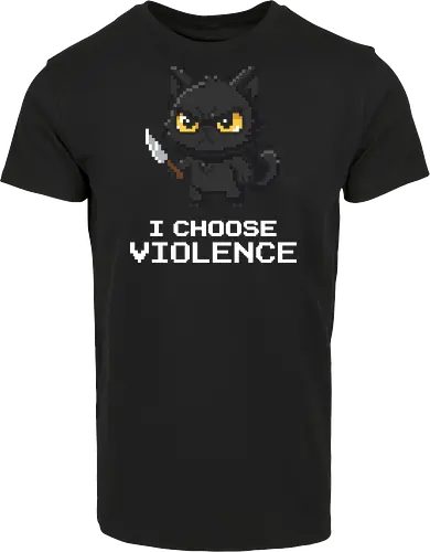 Mad Black Cat with Knife - Retro Pixel Art Horror Kitty