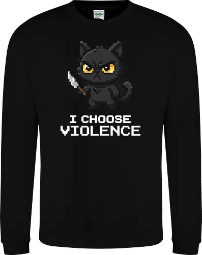 Mad Black Cat with Knife - Retro Pixel Art Horror Kitty