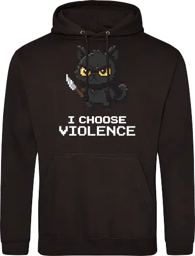 Mad Black Cat with Knife - Retro Pixel Art Horror Kitty