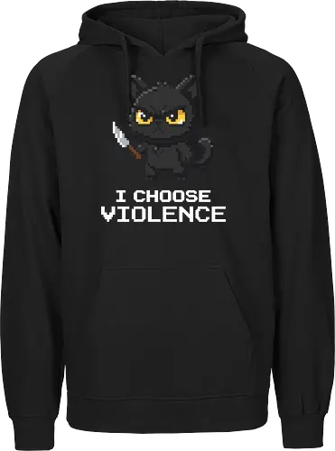 Mad Black Cat with Knife - Retro Pixel Art Horror Kitty