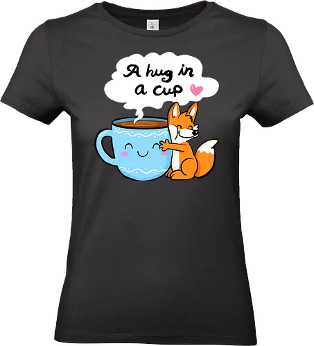 A hug in a cup - Tee, Kaffee, Kakao, Hug, Fuchs - Standard T-Shirt (Frauen)