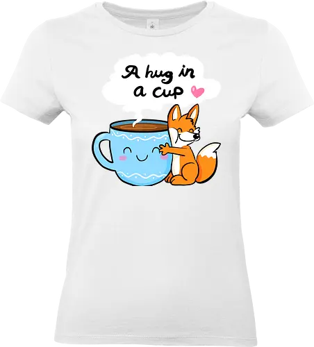 A hug in a cup - Tee, Kaffee, Kakao, Hug, Fuchs - Standard T-Shirt (Frauen)