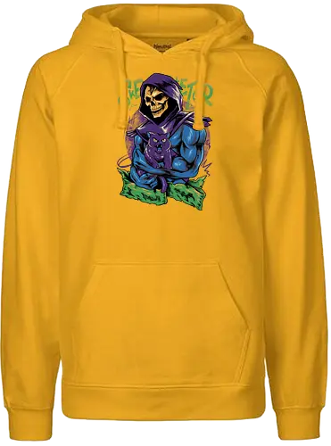skull love cat  - master, skeletor, skeleton, skull, vintage, classic, cat, kitty, cat lover, pet, animal, movie, cartoon, 80s, 90s, popart - Fairtrade Hoodie