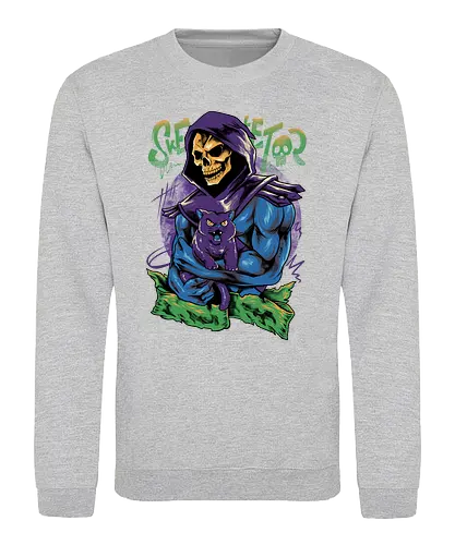 skull love cat  - master, skeletor, skeleton, skull, vintage, classic, cat, kitty, cat lover, pet, animal, movie, cartoon, 80s, 90s, popart - Sweatshirt