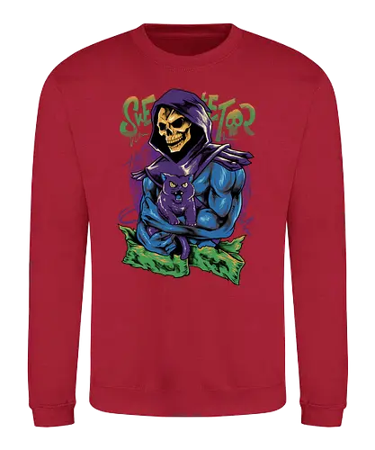 skull love cat  - master, skeletor, skeleton, skull, vintage, classic, cat, kitty, cat lover, pet, animal, movie, cartoon, 80s, 90s, popart - Sweatshirt