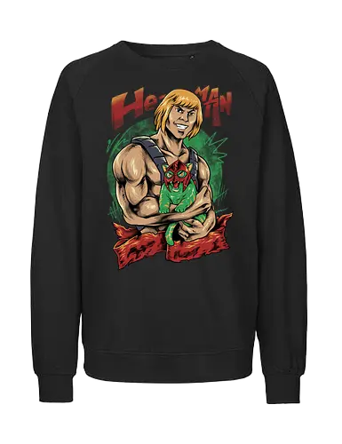men love cat  - master, heman, skeleton, skull, vintage, classic, cat, kitty, cat lover, pet, animal, movie, cartoon, 80s, 90s, popart - Fairtrade Sweatshirt