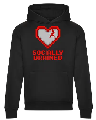 Socially Drained Broken Pixel Heart - Retro Introvert Aesthetic