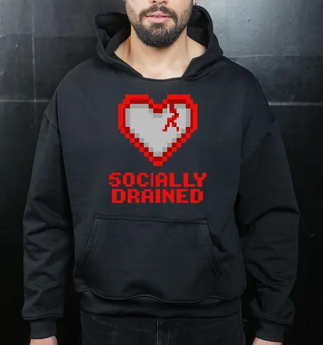 Socially Drained Broken Pixel Heart - Retro Introvert Aesthetic