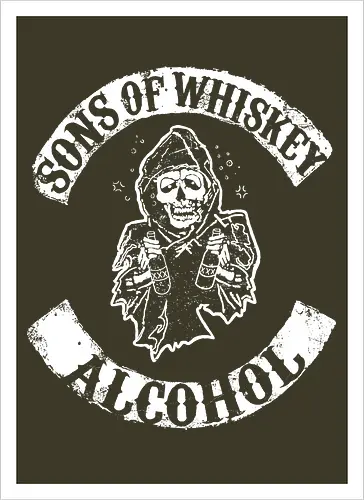 Whiskey-Bruderschaft - Reaper-Totenkopf Vintage Biker-Club-Stil 