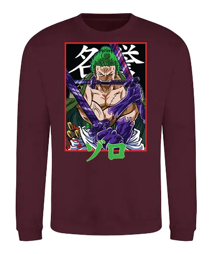 Drei-Klingen-Schwertkämpfer - Roronoa Zoro Shirt, pirate anime, drei Schwerter Santoryu, Geek Kleidung, Otaku Kultur, japanischer Streetwear, Samurai Ästhetik, Nerd Shirt, Geek Geschenk, Kanji Shirt, Zoro Schwertkämpfer, Anime Print - Sweatshirt