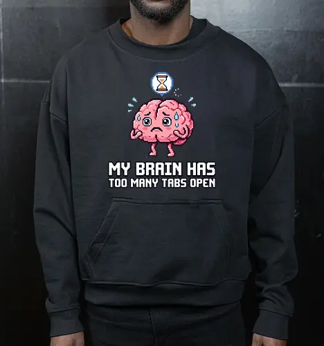 My Brain Has Too Many Tabs Open - Retro Pixel Brain Overload