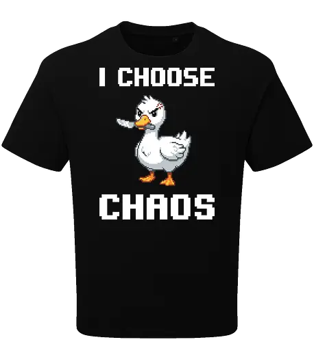 Angry Pixel Duck with Knife - Chaotic Retro Bird Tee