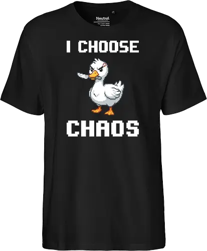 Angry Pixel Duck with Knife - Chaotic Retro Bird Tee