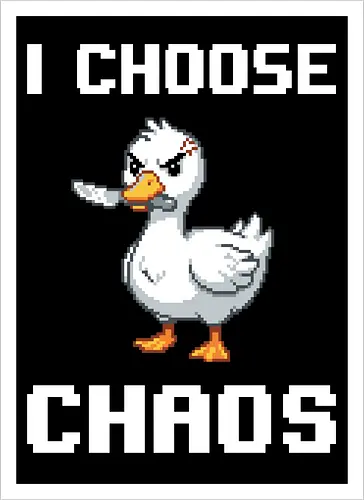 Angry Pixel Duck with Knife - Chaotic Retro Bird Tee