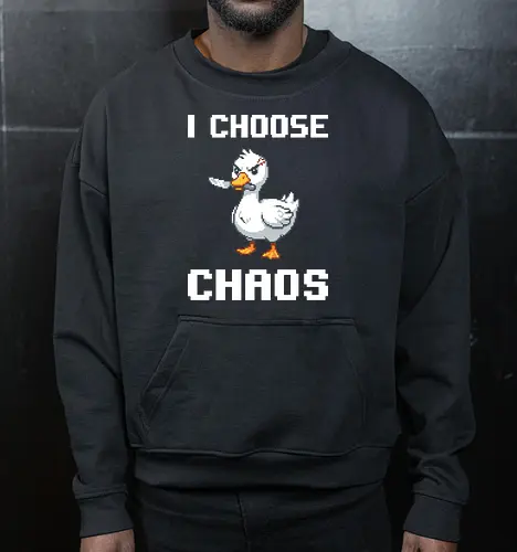 Angry Pixel Duck with Knife - Chaotic Retro Bird Tee