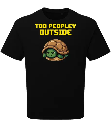 Too Peopley Outside Grumpy Turtle - Retro Pixel Art Introvert Tee