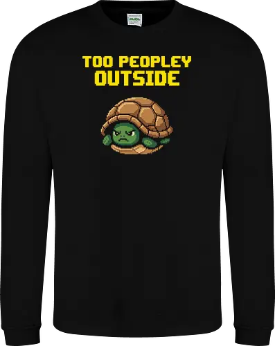 Too Peopley Outside Grumpy Turtle - Retro Pixel Art Introvert Tee