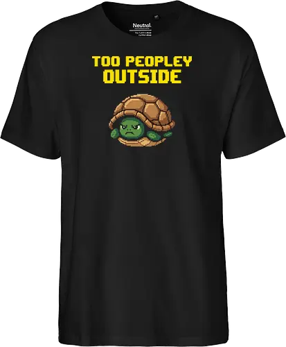 Too Peopley Outside Grumpy Turtle - Retro Pixel Art Introvert Tee