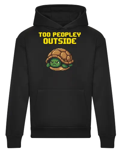 Too Peopley Outside Grumpy Turtle - Retro Pixel Art Introvert Tee