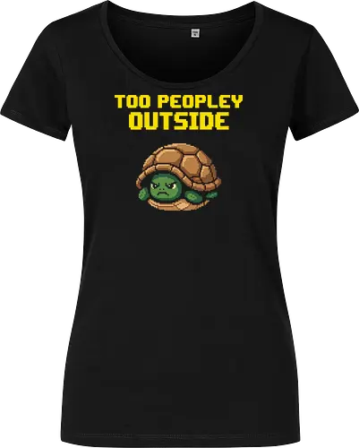 Too Peopley Outside Grumpy Turtle - Retro Pixel Art Introvert Tee