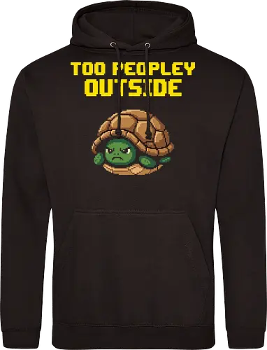 Too Peopley Outside Grumpy Turtle - Retro Pixel Art Introvert Tee