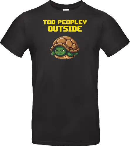 Too Peopley Outside Grumpy Turtle - Retro Pixel Art Introvert Tee